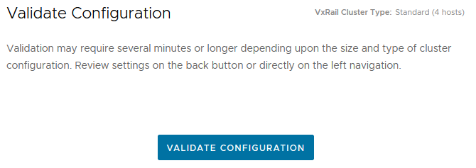 Validate Configuration screen